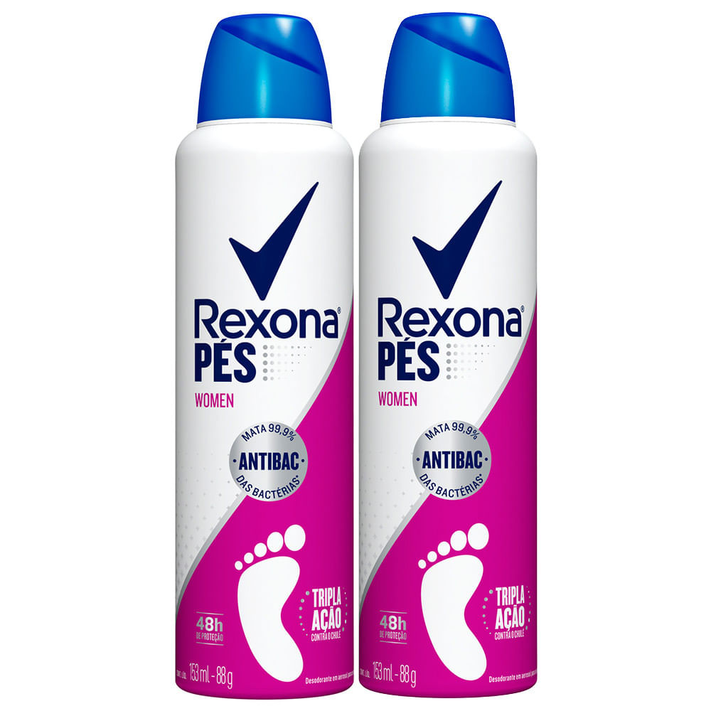 Kit 2 Desodorante para os Pés Rexona Women Antibac Aerossol 153ml - Beauty
