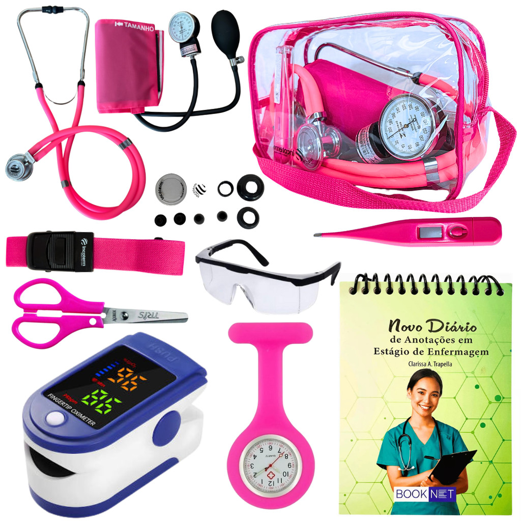 Kit de Enfermagem Com Oximetro - Relógio - Diário de Enfermagem