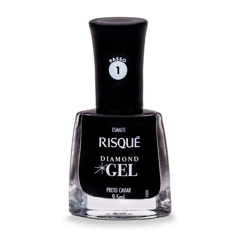 Esmalte Risqué Diamond Gel Preto Caviar Cremoso 9,5ml - Beauty