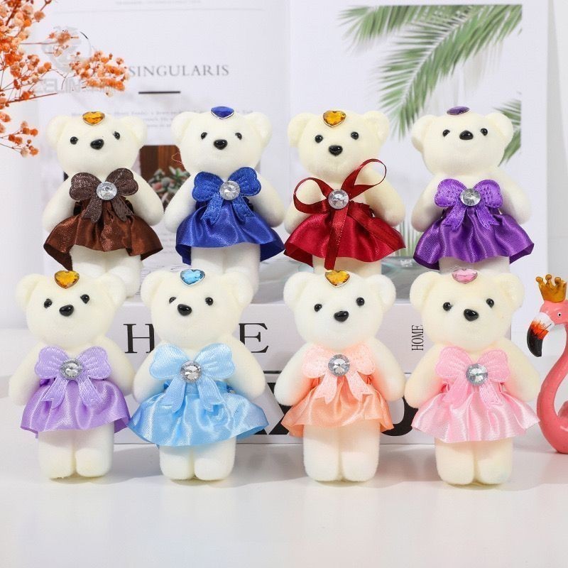 Kit 12 Mini Urso De Pelúcia Ursinho Com Saia Resistente/Boneco fofos