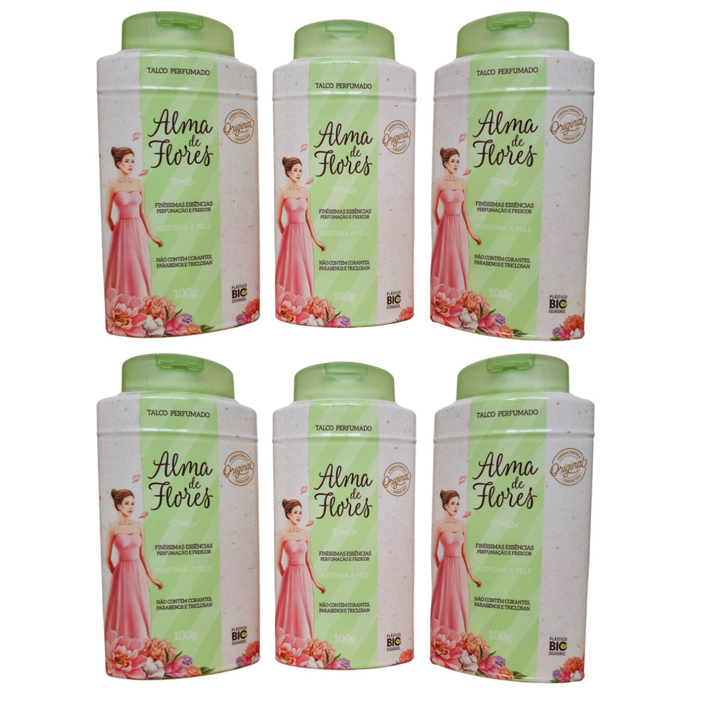 Talco Alma de Flores Clássico 100g - 6 unidades
