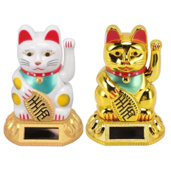 Manekineko Gato da Sorte Acenando Movido a Energia Solar 12cm