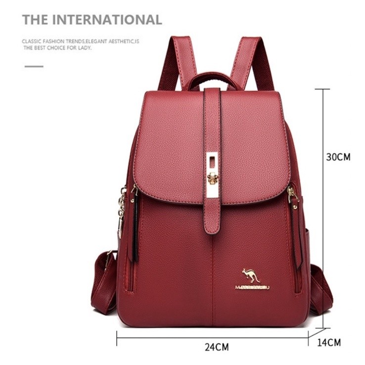 Mochila Feminina Média De Qualidade De Costas Em Couro Sintético cangurus S2318 S2319 AMY