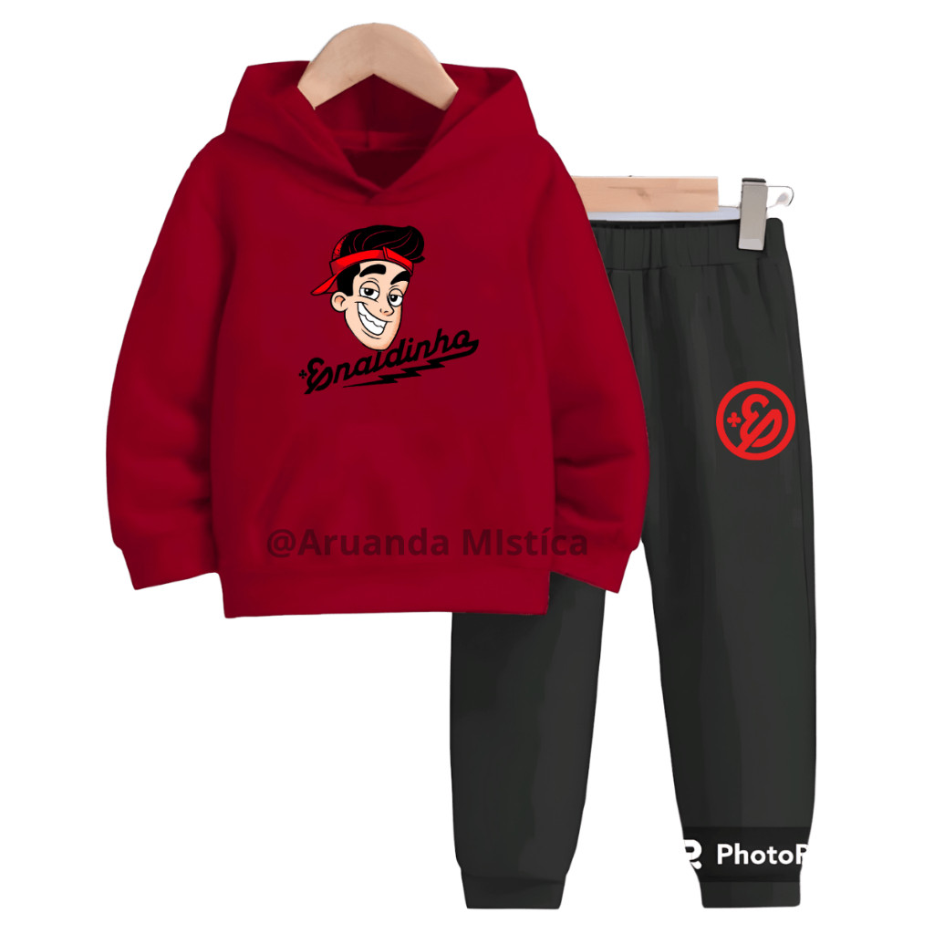 Conjunto Moletom Enaldinho Youtuber Infantil Blusa de Frio Flanelado