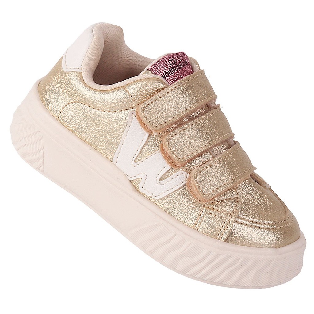 Tenis Casual Infantil Baby Feminino WorldColors Lps Fun - Ouro - Baby & Kids Fashion