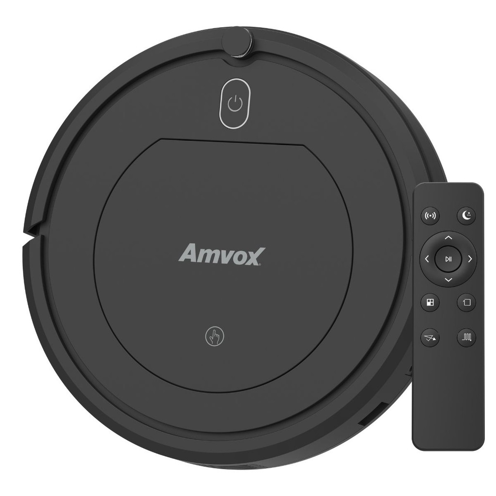 Robô Aspirador Amvox 3 Funções limpa, aspira e passa pano ASP 018 BLACK Bivolt