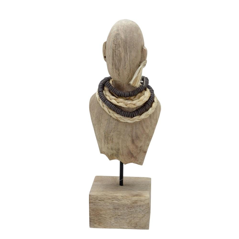 ESCULTURA DECOR AFRICANA C COLARES EM FERRO E MADEIRA 44CM