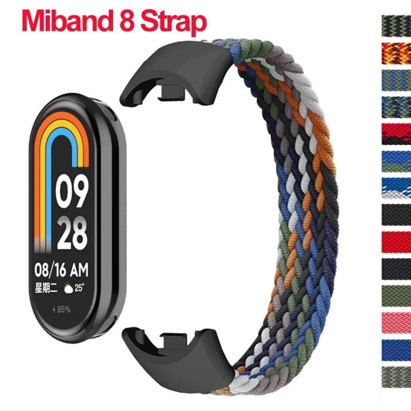 Laço Trançado Solo Para Acessórios De Pulseira Xiaomi Mi Band 8 Elastic Nylon Watchbands correa De Substituição Miband 8 NFC