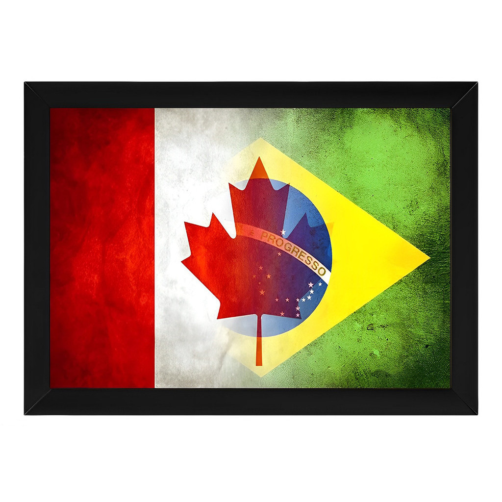 Quadro Bandeira do canada/brasil tamanho 33x24cm com vidro