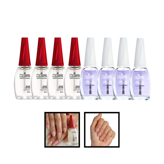 Kit 8 Esmaltes Colorama Tratamento Base Setim Extra Brilho Manicure Atacado em Oferta na Shopee