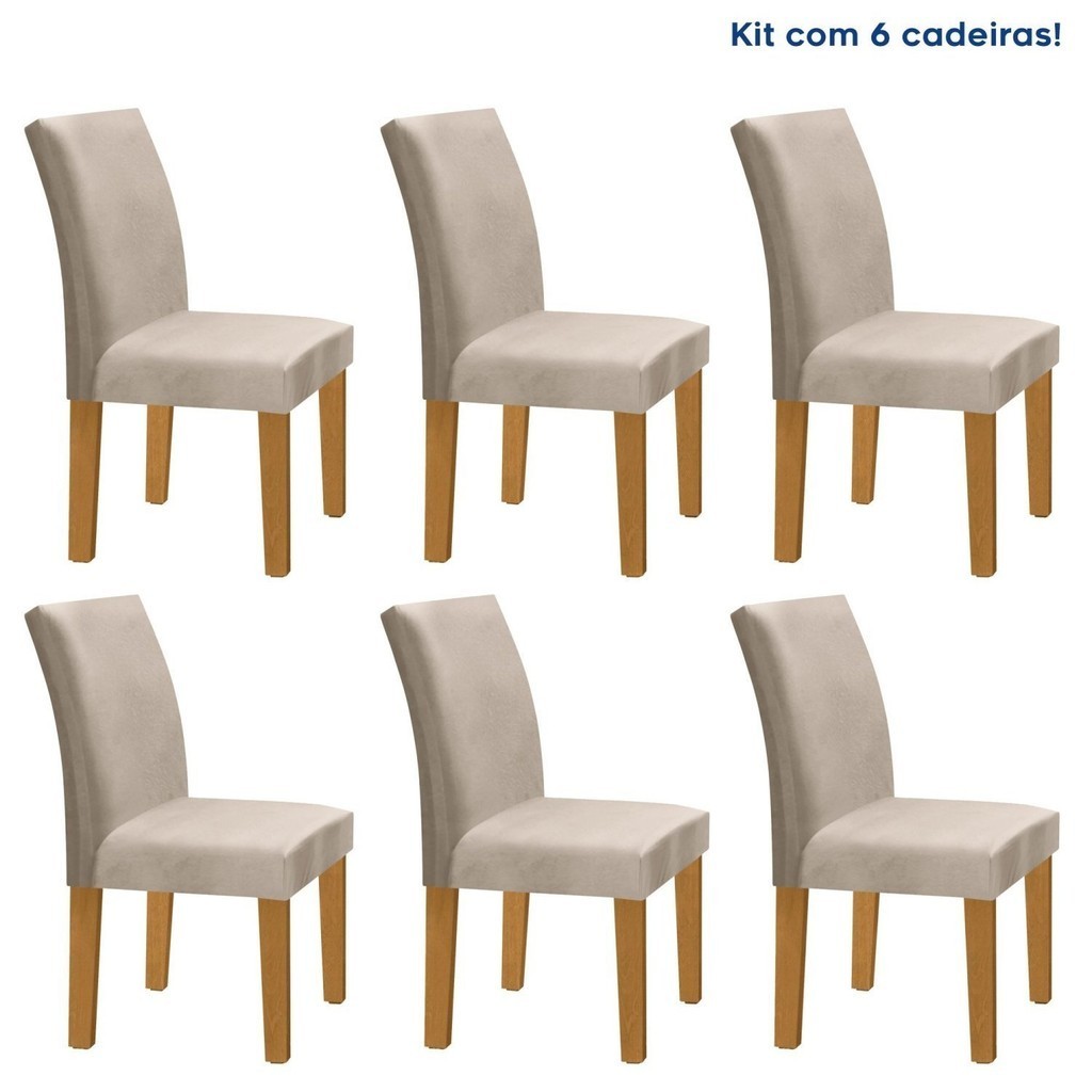 Kit 6 Cadeiras Estofadas Espanha Espresso Móveis Cinamomo/Off White/Bege em Oferta na Shopee