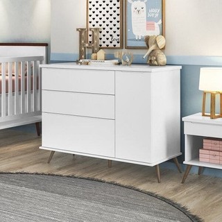 Cômoda Infantil 3 Gavetas 1 Porta Melinda Branco em Oferta na Shopee