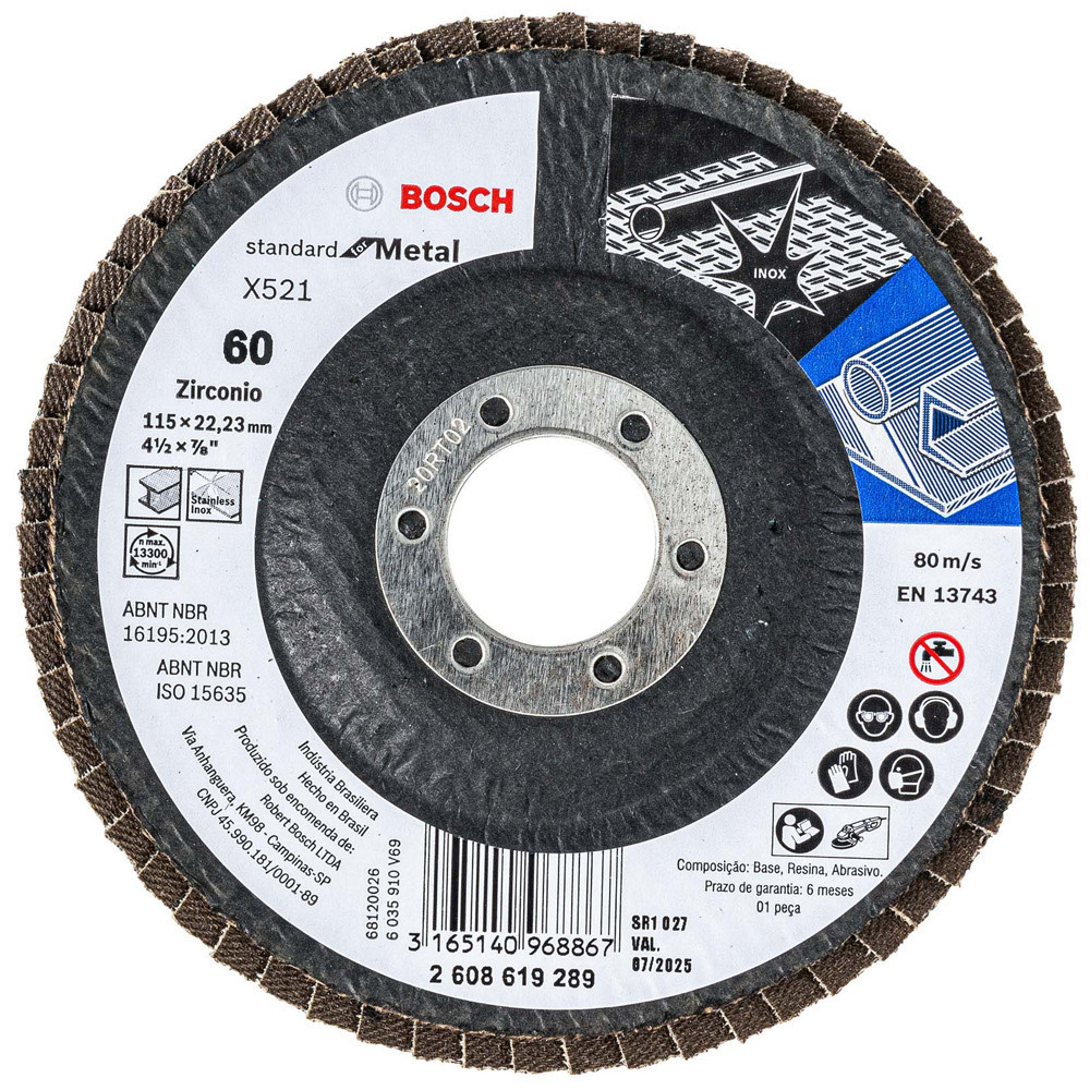 Disco Flap 115mm Bosch Grão 60 Standard for Metal Curvo em Oferta na Shopee