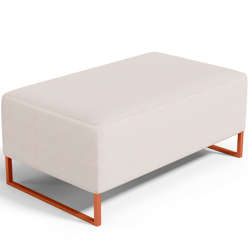 Puff Decorativo Sala De Estar Cléo 90cm Base De Ferro Cobre W01 Linho Cru - Lyam Decor