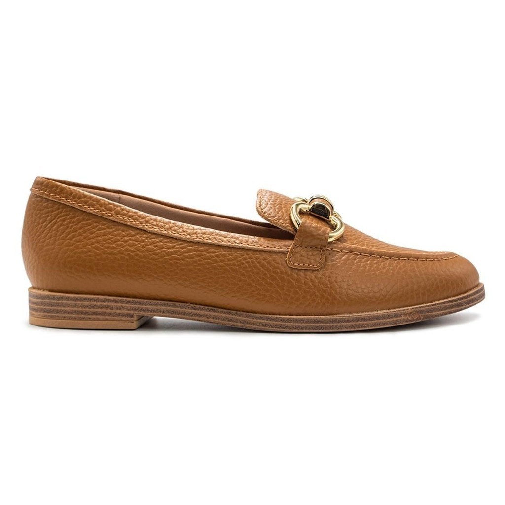 Mocassim Usaflex Feminino Salto Bloco Conforto Casual Couro - Women Shoes