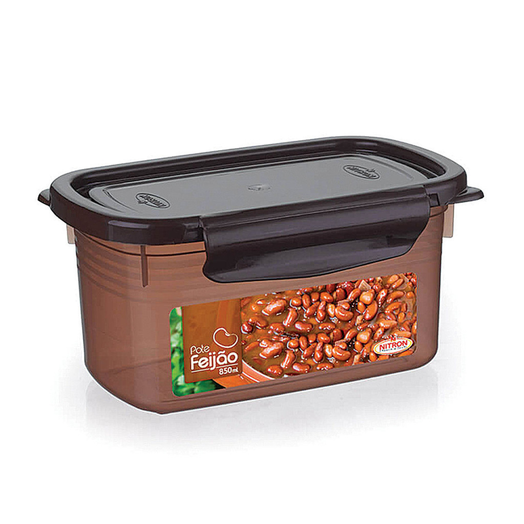 POTE PARA ALIMENTO RETANGULAR COM TRAVAS 850 ML em Oferta na Shopee