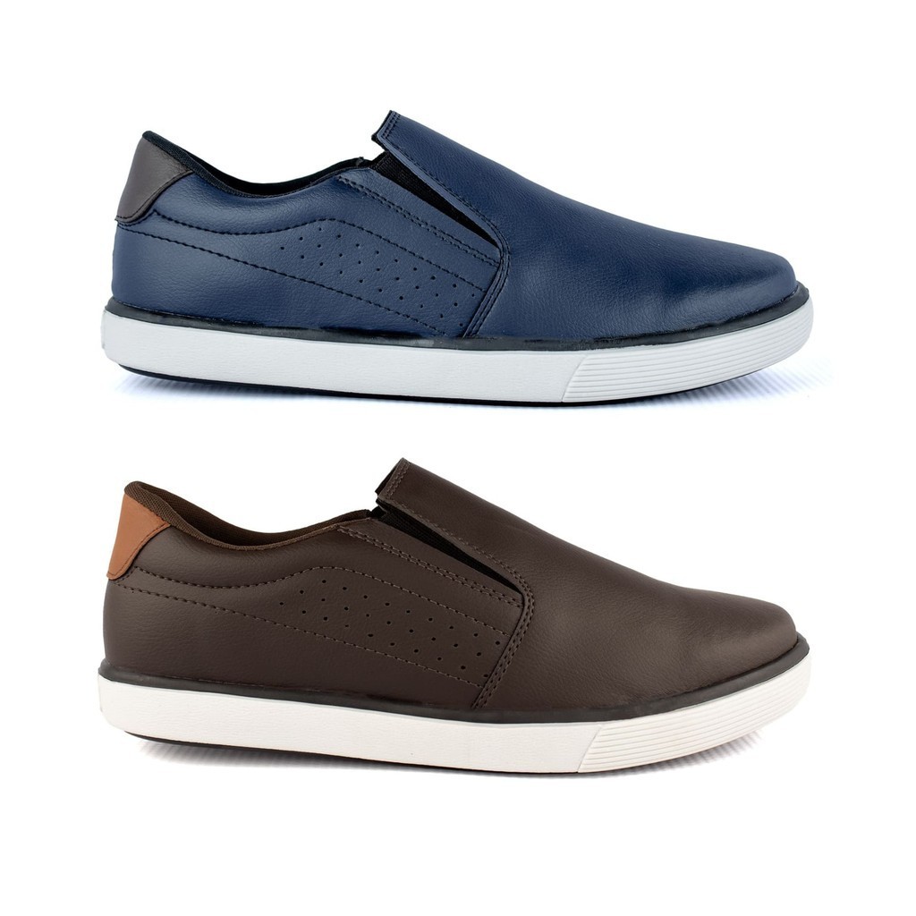 Kit 2 Sapatênis Casual Masculino Confort Fechamento Elástico