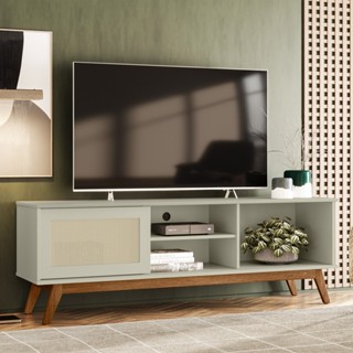 Rack Retro Panama Até 60 Polegadas 1 Porta Off White - Olivar Móveis em Oferta na Shopee