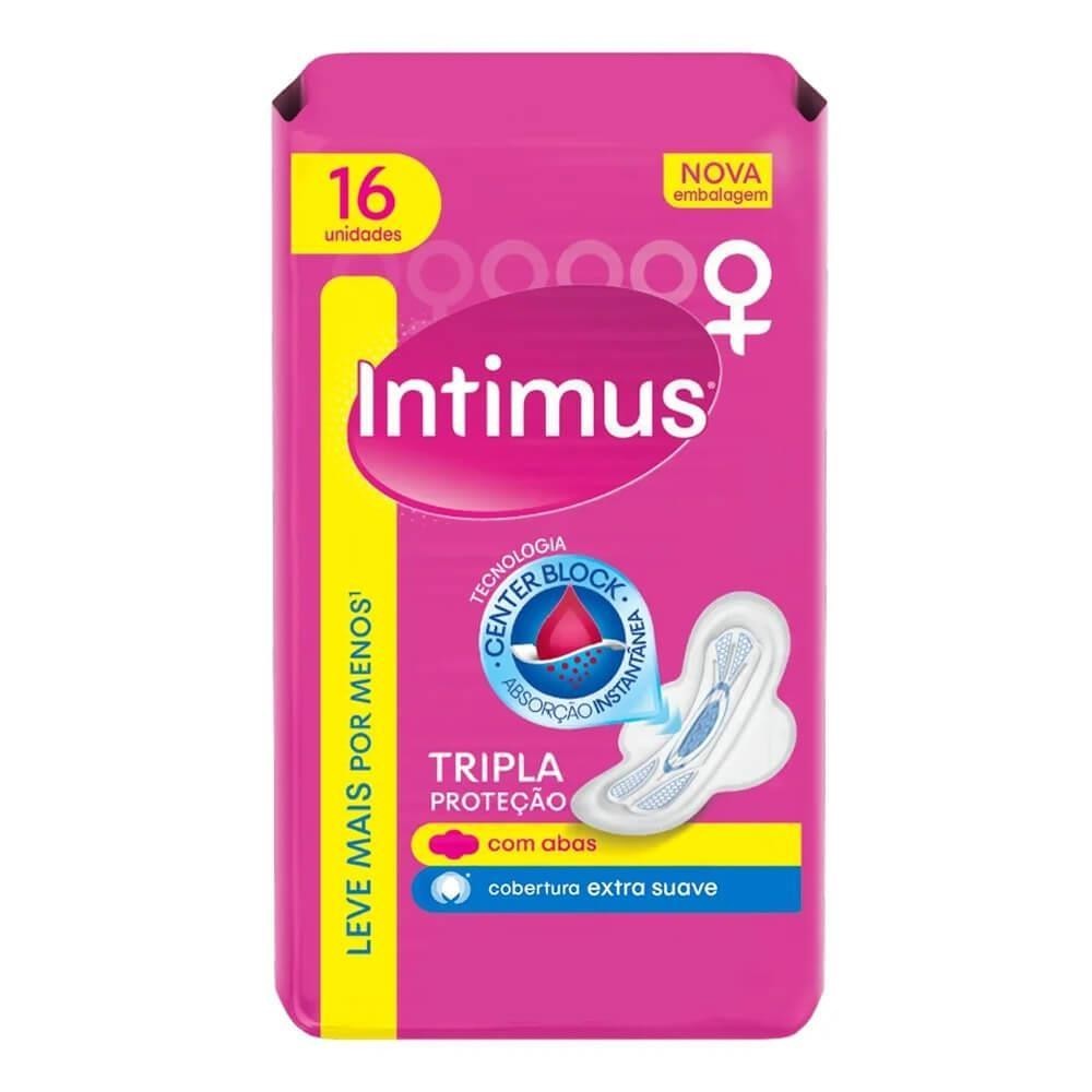 INTIMUS ABSORVENTE TRIPLA PROTEÇÃO EXTRA SUAVE COM ABAS DE 16 UNIDADES - Health