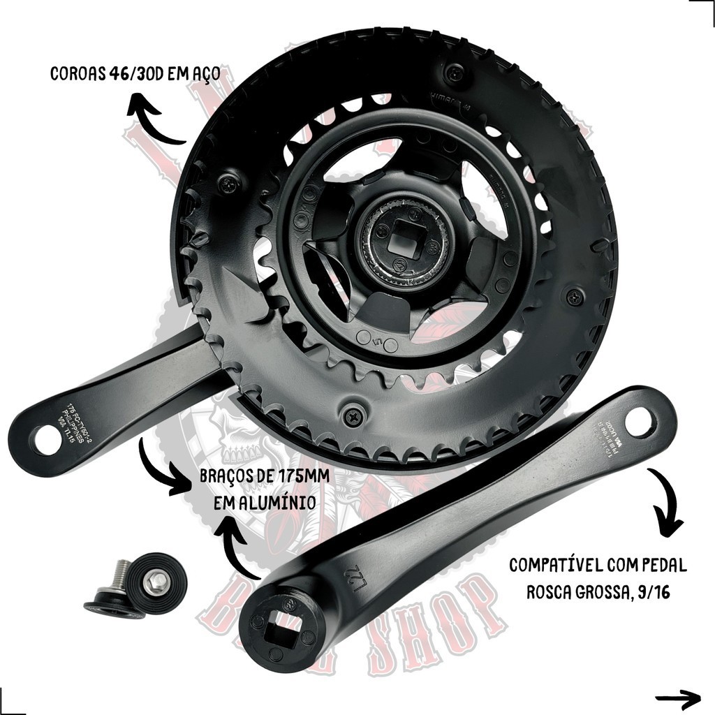 PEDIVELA SHIMANO TOURNEY FC-TY501 175MM PONTA QUADRADA - COROAS 46/30 - 2X7V / 2X8V – COM PROTEÇÃO P/ CORRENTE — imagem 2 de 2