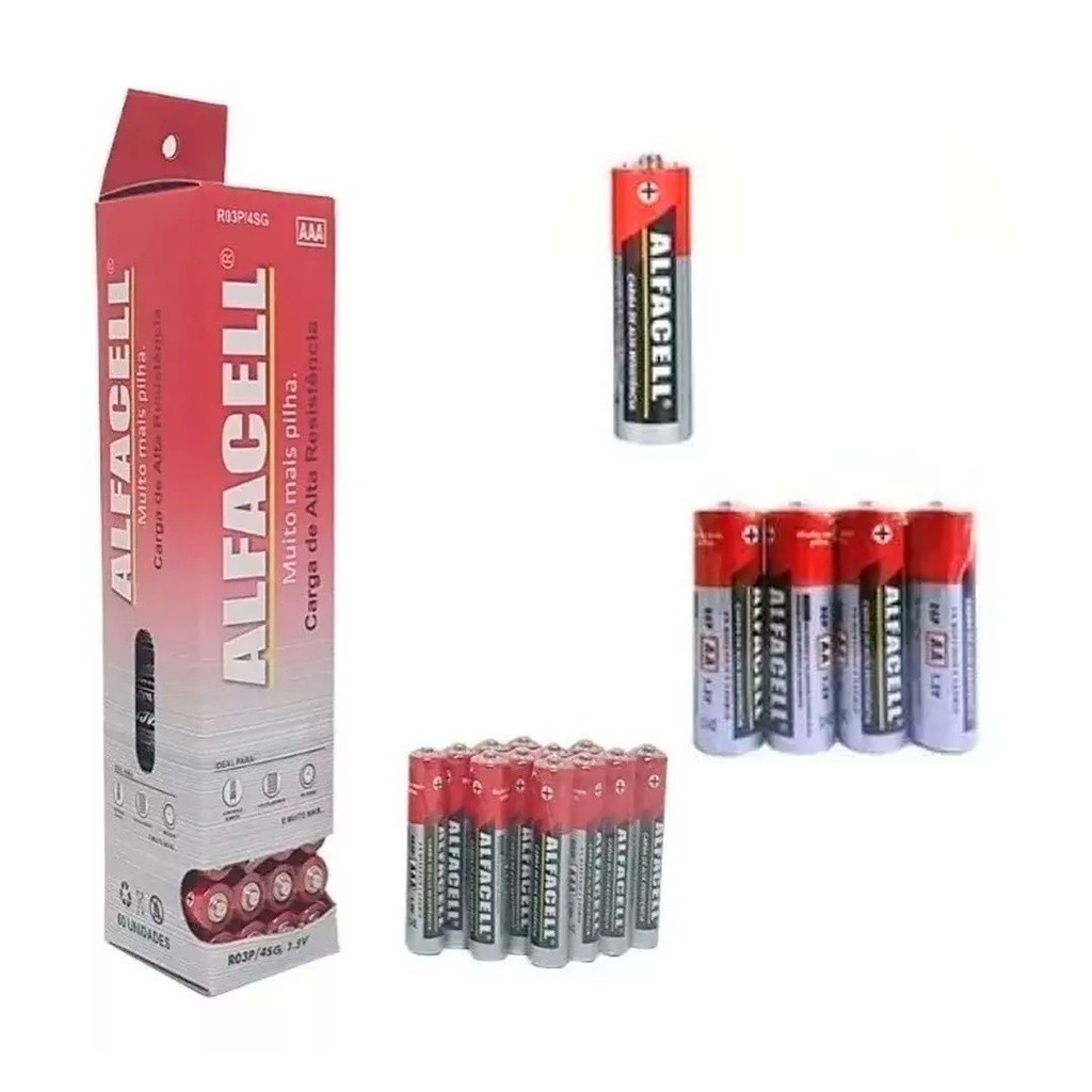 Kit 60 Pilhas Duração Longa Alta Qualidade 1.5  Volts AAA ou AA  Não Recarregável