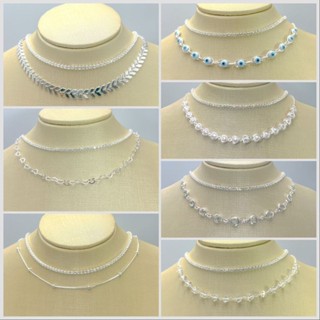 KIT 2 Choker Colar de bola Tifanny delicado + Colar Com Cristal banhado a prata 925 em Oferta na Shopee