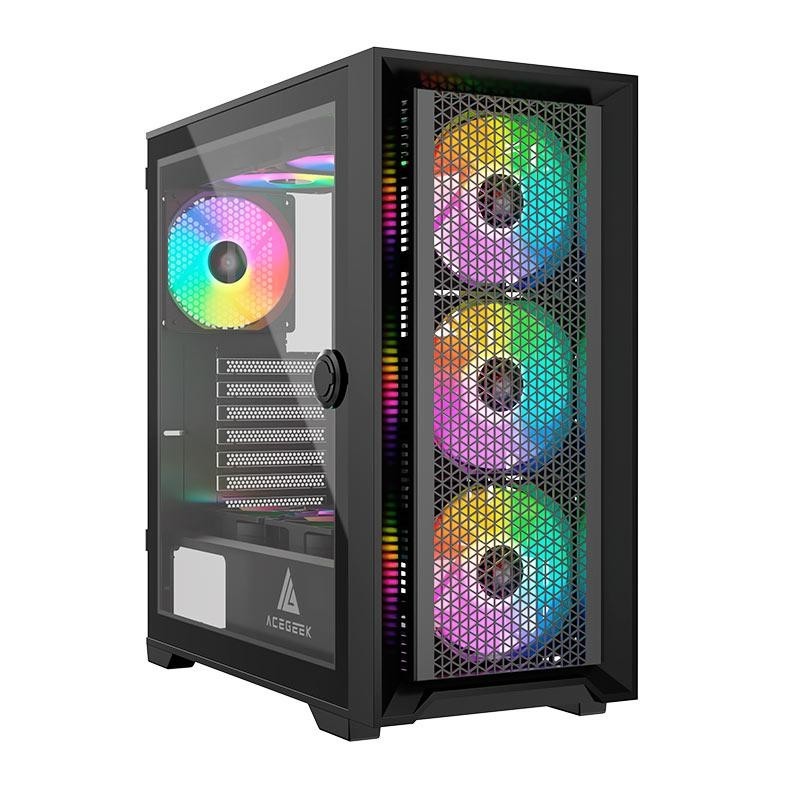 Gabinete Gamer Acegeek Tempest A370, Mid-Tower, Lateral de Vidro, Preto, AG-TEMPEST-A370-BK - Computers & Accessories