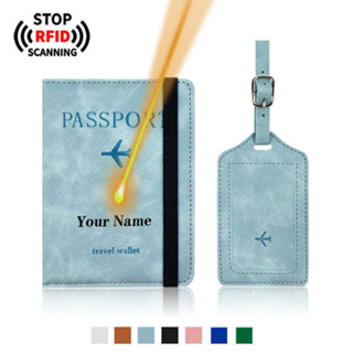 Gravação Personalização Nome Rfid Bloqueio Proteção Passaporte De Viagem Etiqueta De Bagagem Capa De Porta-Cartão De Crédito Personalizada Negócios PU Couro Mulher Homens Acessórios De Bilhetes em Oferta na Shopee