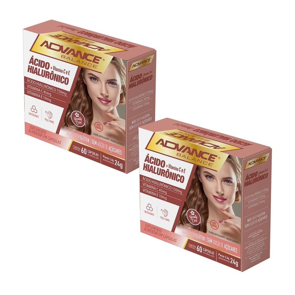 Kit 2 und Acido Hialurônico 150mg Advance BL 60 cps em Oferta na Shopee