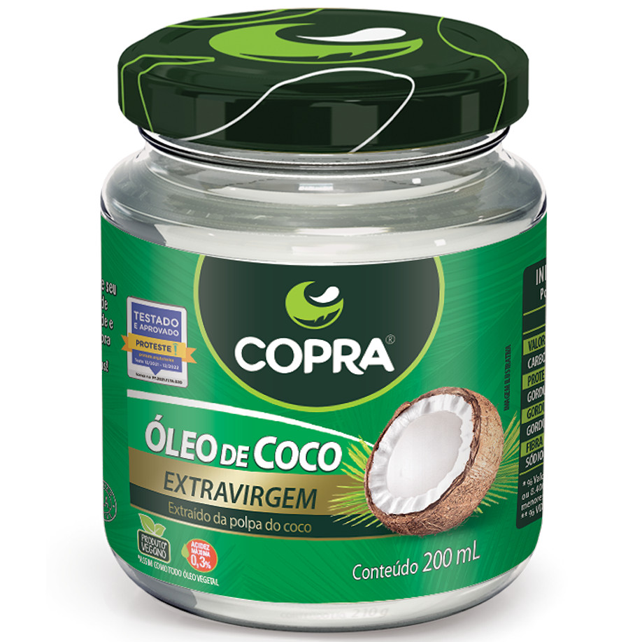 Óleo de Coco Extra Virgem Sem Glúten Vidro 200ml Copra em Oferta na Shopee