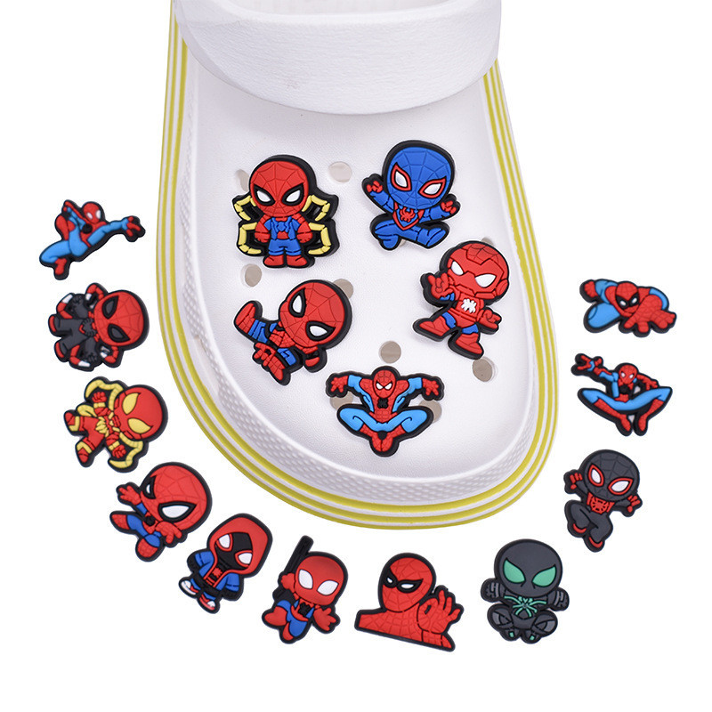 BLJE PVC Sapato Encantos Acessórios Homem-Aranha Decoração Anime Fivelas Para Tamanco Sandálias Pino Presentes De Aniver