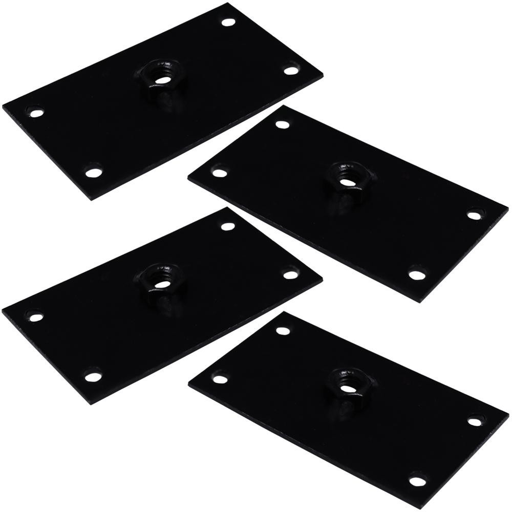 Kit 4 Chapinhas Chapa Reta Fixação Pés Palito Rosca 5/16 Preto G59