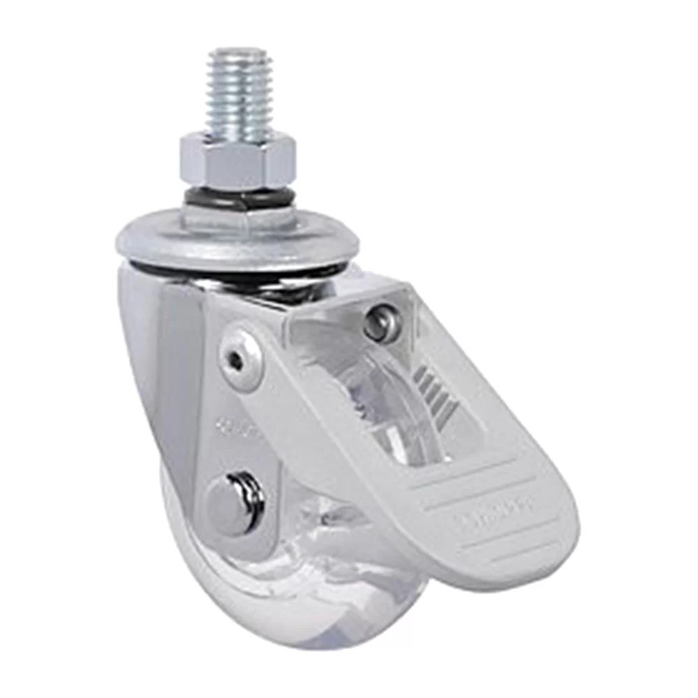 RODIZIO GIRATÓRIO GEL 50MM COM ESPIGA ROSCADA 3/8POL. E FREIO FPI