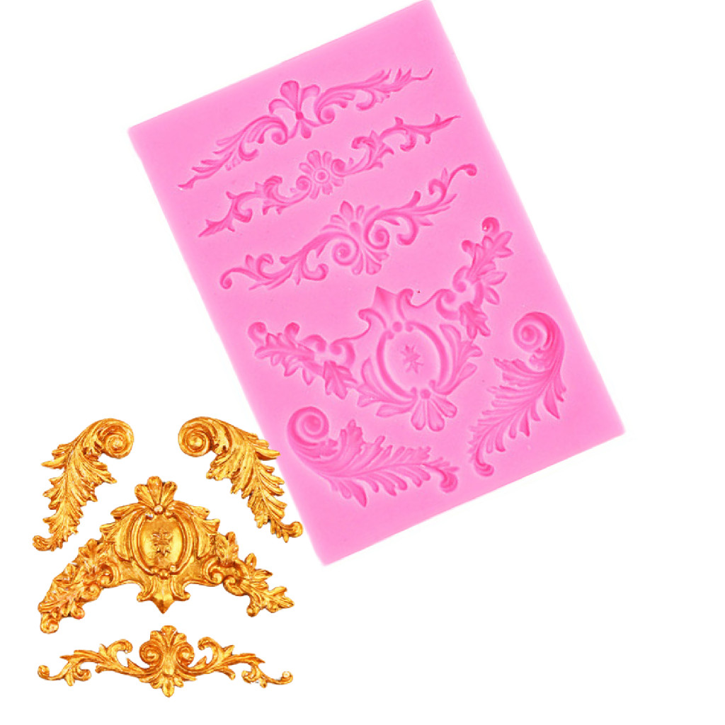 MOLDE SILICONE ENFEITE DECORAÇÃO MOLDURA VINTAGE FONDANT em Oferta na Shopee