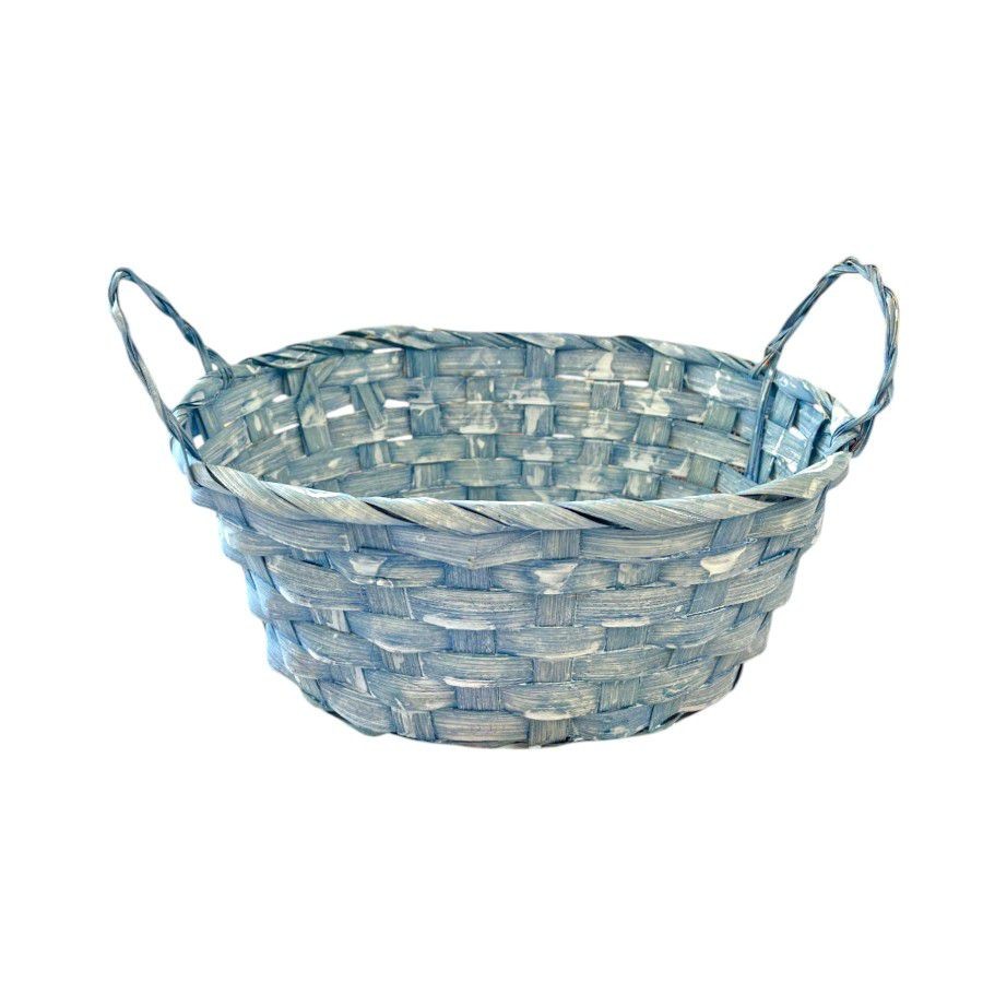Cesta Decorativa de Bambu Oval com alça - Azul - 18cm - 1 unidade - Cromus  - Rizzo - Home & Living