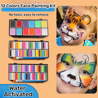 12 Grades Cores Pintura Facial Corporal Maquiagem Arco-Íris À Base De Água Conjunto De Colorida Paleta De Natal Para Adu em Oferta na Shopee