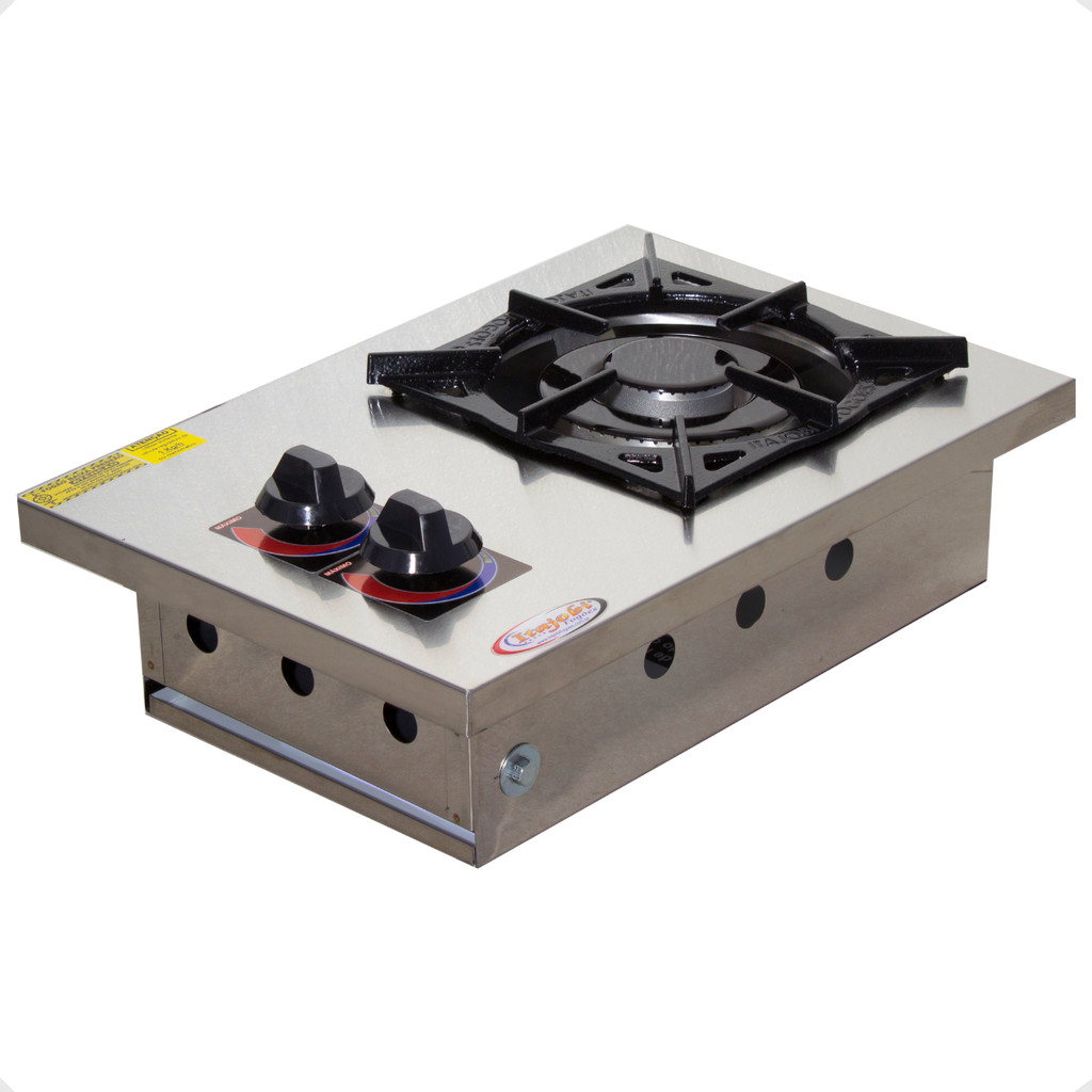 Cooktop 1 Boca Fogão  Inox Queimador Duplo De Embutir Luxo