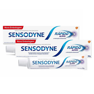 Creme Dental Sensodyne Rápido Alívio para Dentes Sensíveis 90g | Kit com duas unidades em Oferta na Shopee