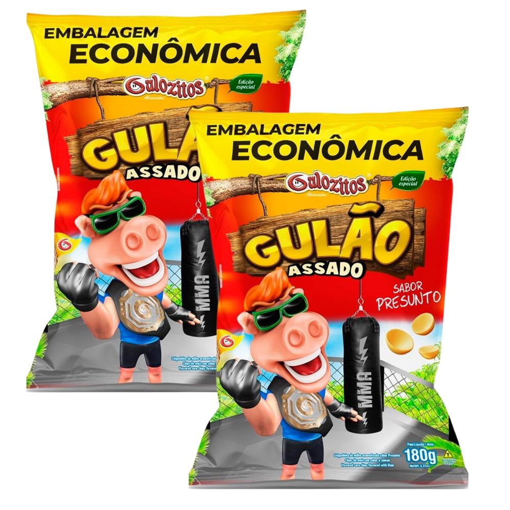 Kit 2 Salgadinho Gulão Assado Presunto 180g em Oferta na Shopee