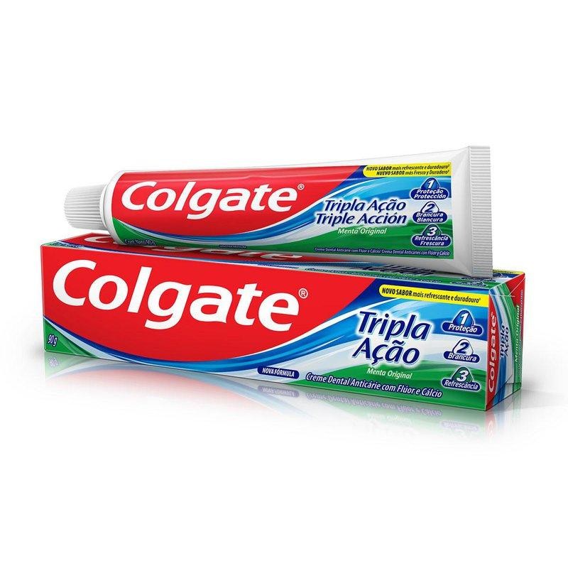 Creme Dental Colgate Tripla Ação Menta Original 90g em Oferta na Shopee
