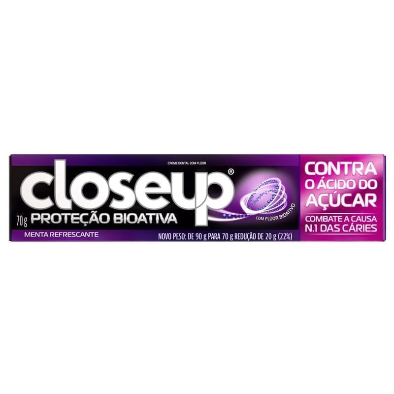 Creme Dental Closeup Proteção Bioativa Contra o Ácido do Açúcar 70g em Oferta na Shopee