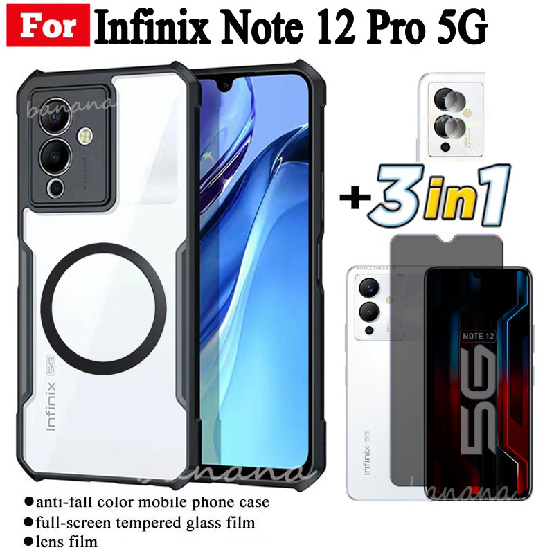 3 Em 1 Infinix Note 12 Pro 5G Capa De Telefone À Prova De Choque Com Adesivo Magnético De Carregamento Sem Fio Para 4G G