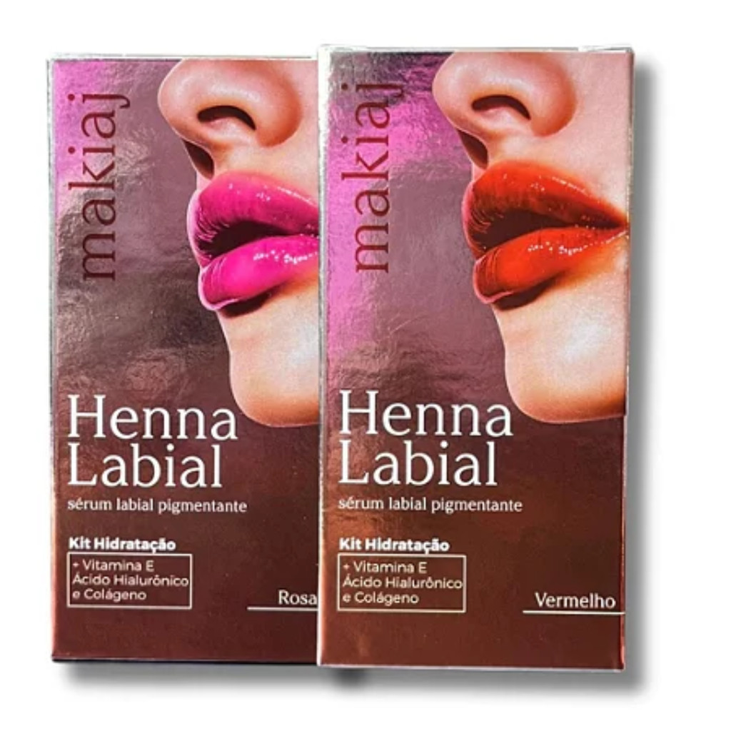 Henna Labial Makiaj Rosa e Vermelha 3ML