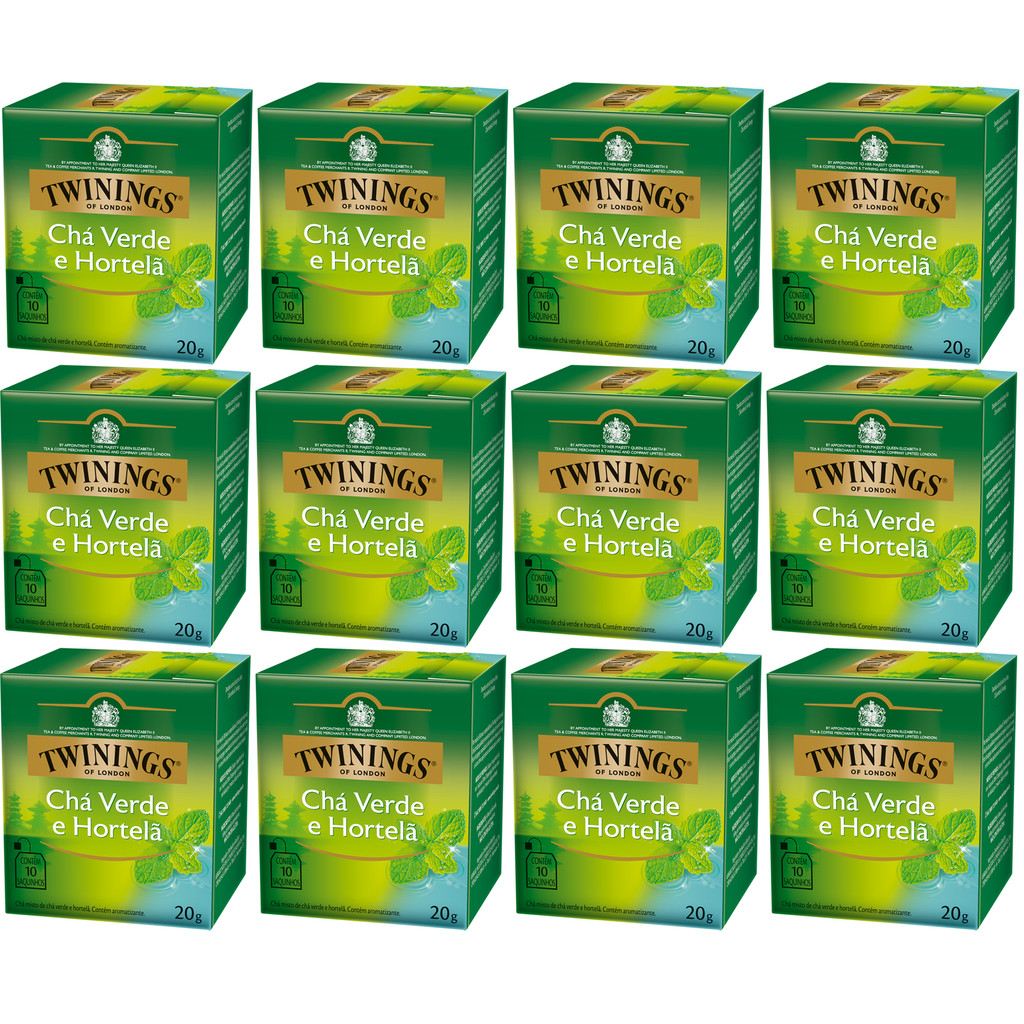 Chá Twinings Verde e Hortelã Kit 12 Caixas 10 Un 120 Sachês