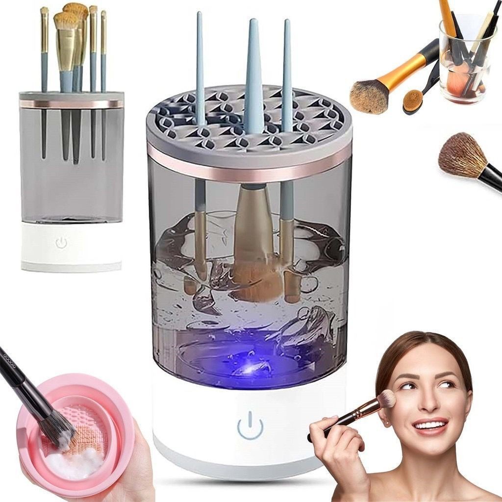 Limpador Pincel Esponja Maquiagem Elétrico USB Automático Recarregável Lava Seca Armazena Bivolt