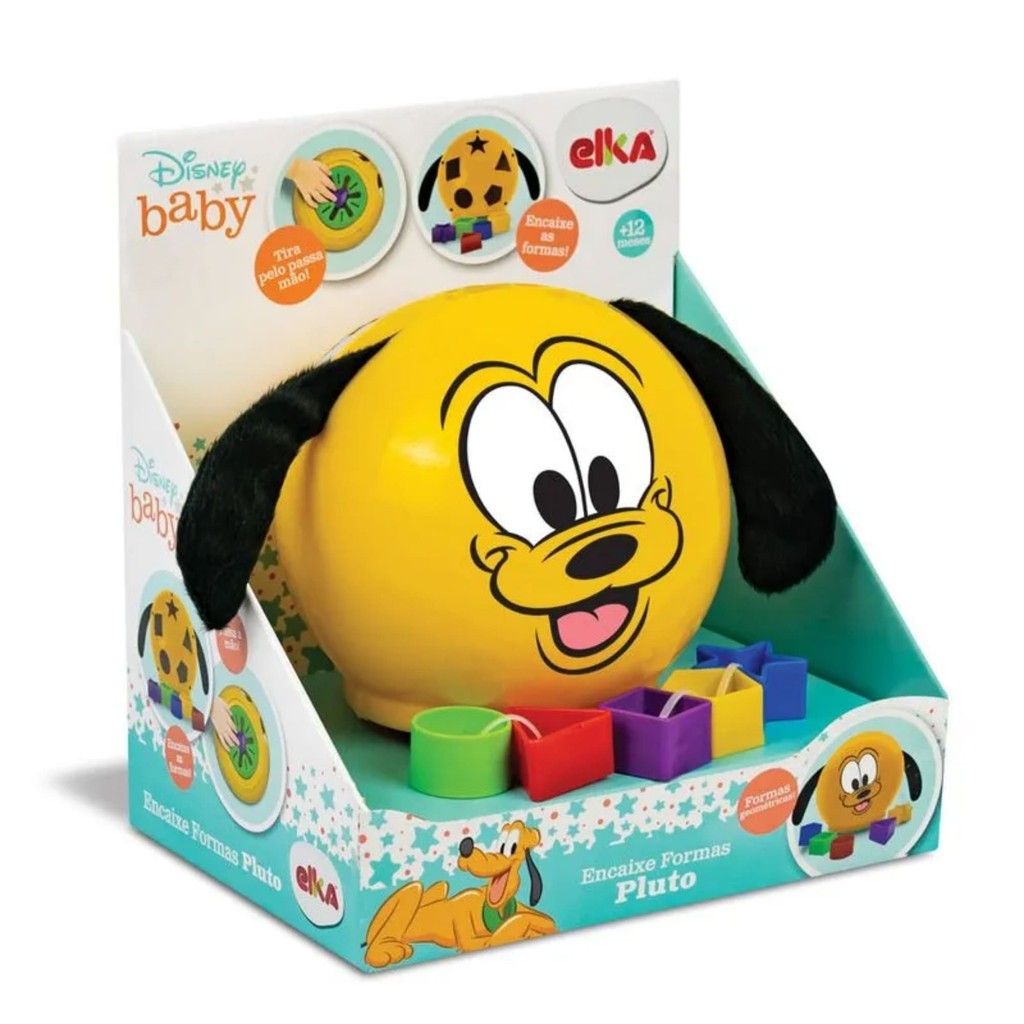 Brinquedo Encaixe Formas 6 peças Pluto Disney Recomendado Crianças a Partir de 12 meses Elka 1235