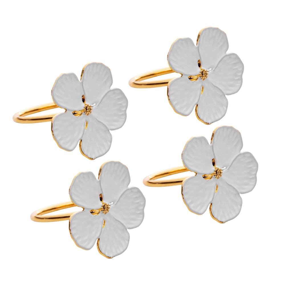 4 Anéis para guardanapos Flower Wolff Branco Zamac em Oferta na Shopee