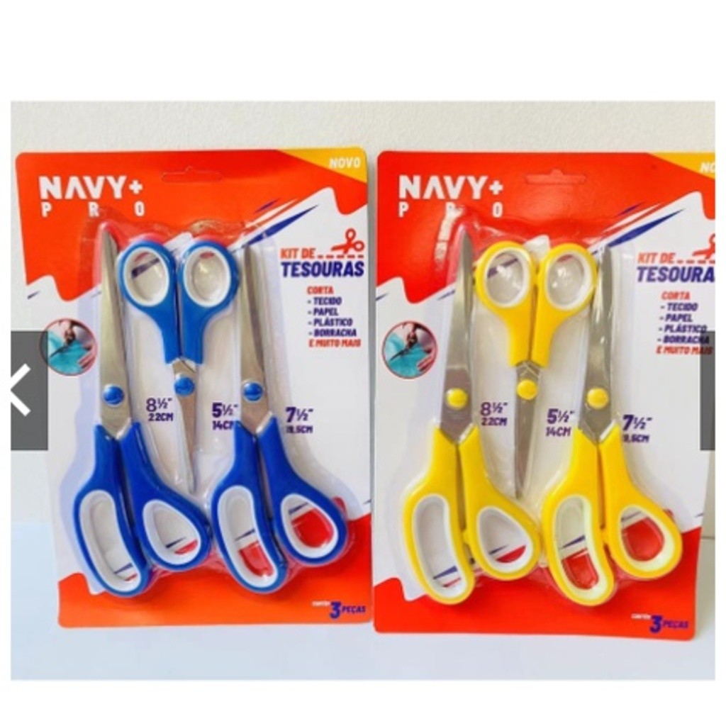 Kit 3 Tesouras Multiuso Multi Funções Cabelo Papel Plástico Borracha Eva, costura e utilidades cozinha Tesouraml