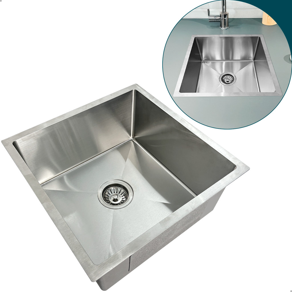 Cuba Inox Gourmet 40x40 cm Quadrada De Embutir Sobrepor Bancada Pia Cozinha Aço Inox 304