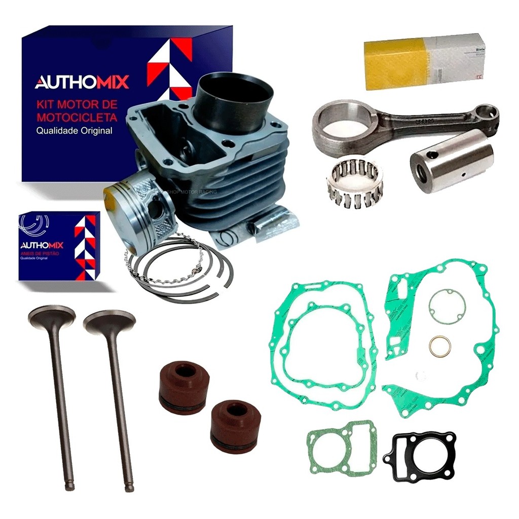 KIT CILINDRO PISTAO E ANEIS BIELA VALVULAS HONDA TITAN 2003 FAN 08